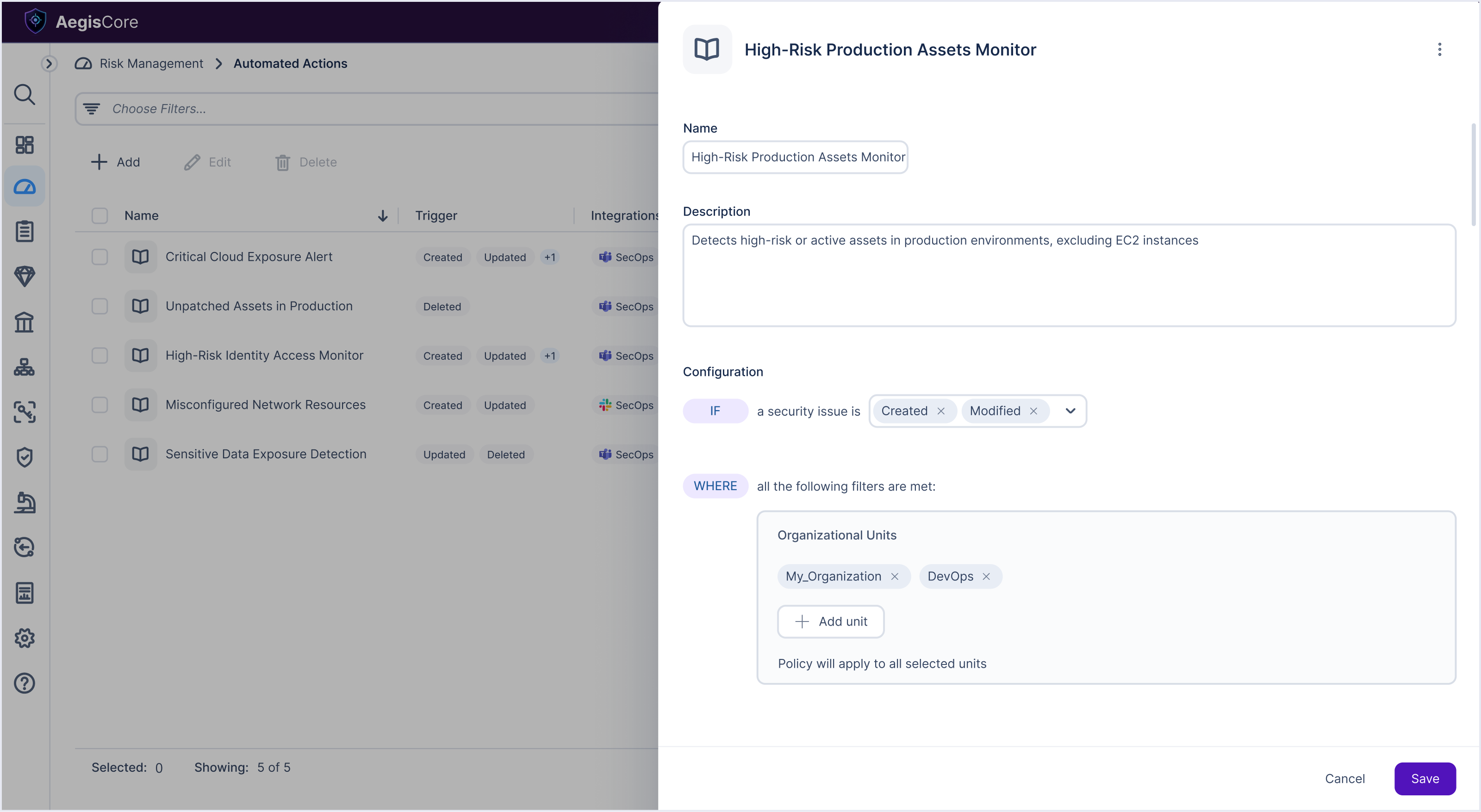 Final design of a policy's detail panel