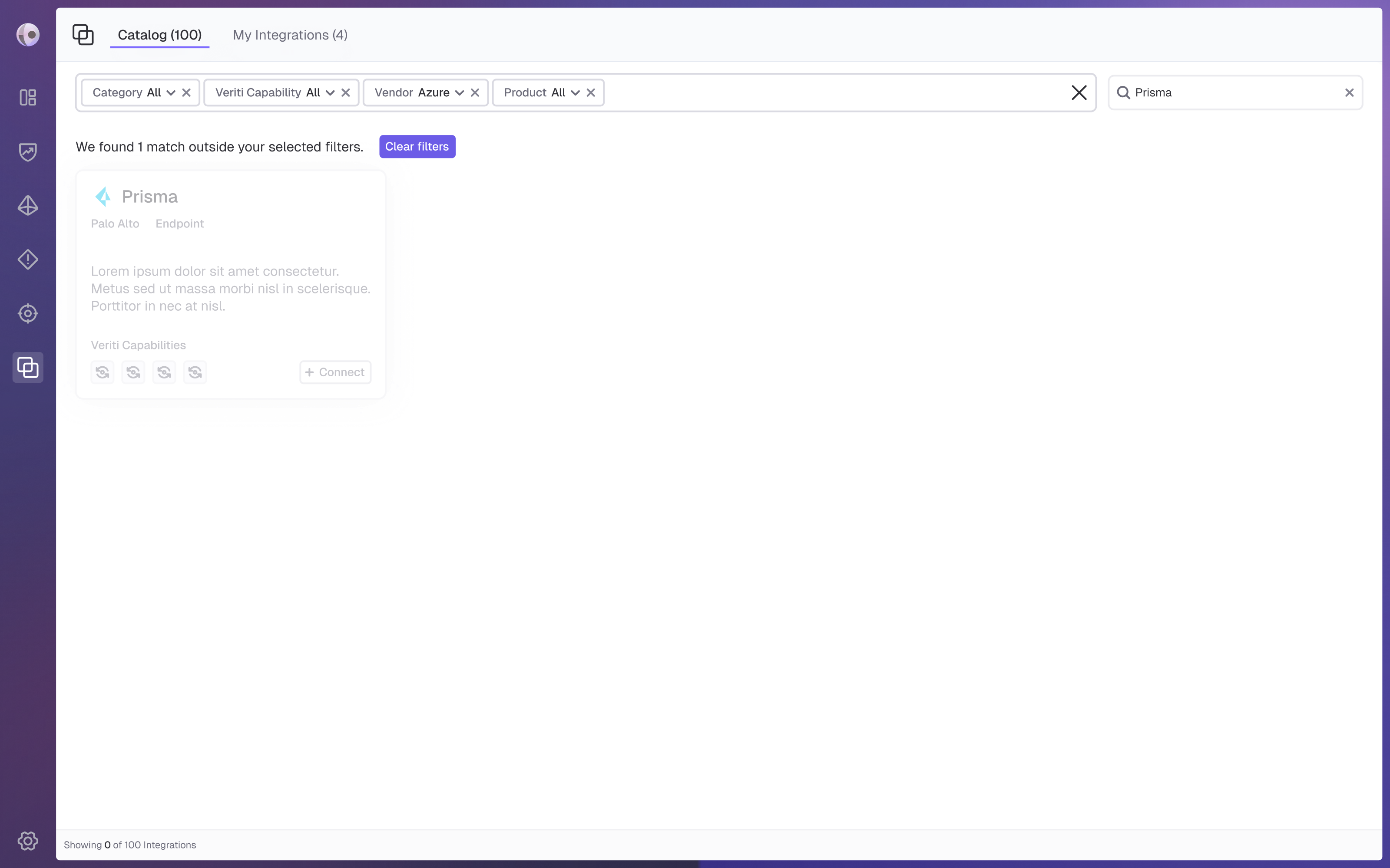 Final design of search and filtering within the Catalog tab